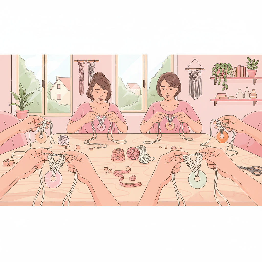 Atelier macramé : Création d'un collier avec pierre en forme de donuts