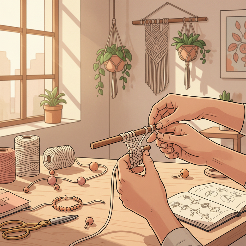 Atelier macramé : Création d'un bracelet manchette