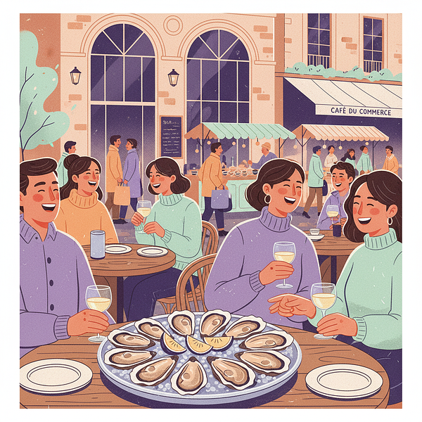 Dégustation d'Huîtres et Vin Blanc au Café du Commerce