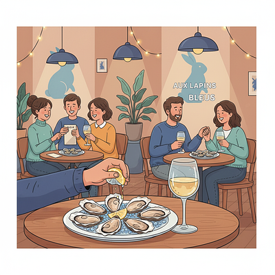 Dimanche Huîtres et Vin Blanc Aux Lapins Bleus
