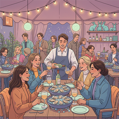 Dimanche Huîtres et Vin Blanc Aux Lapins Bleus