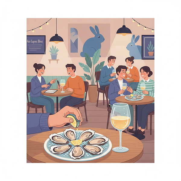 Dimanche Huîtres et Vin Blanc Aux Lapins Bleus