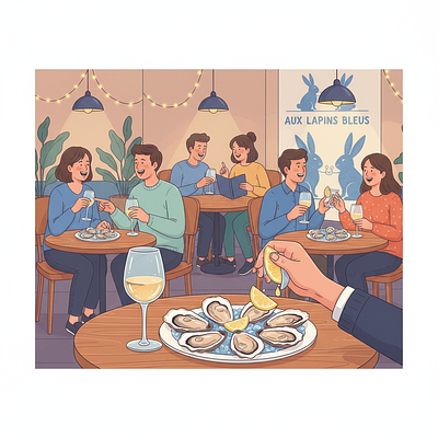 Dimanche Huîtres et Vin Blanc Aux Lapins Bleus