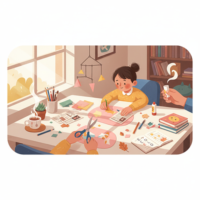 Atelier collage design et écriture (acrostiche) pour enfants