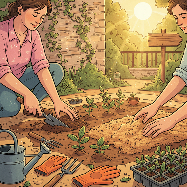 Entretien et paillage du jardin de semence