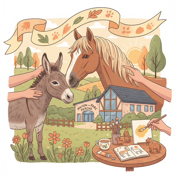 Découverte des ânes et chevaux normands à la Maison du Parc du Perche