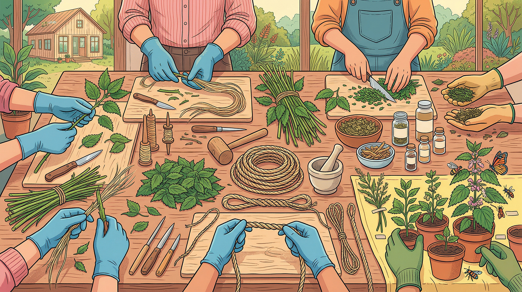 L'ortie et autres plantes à fibres