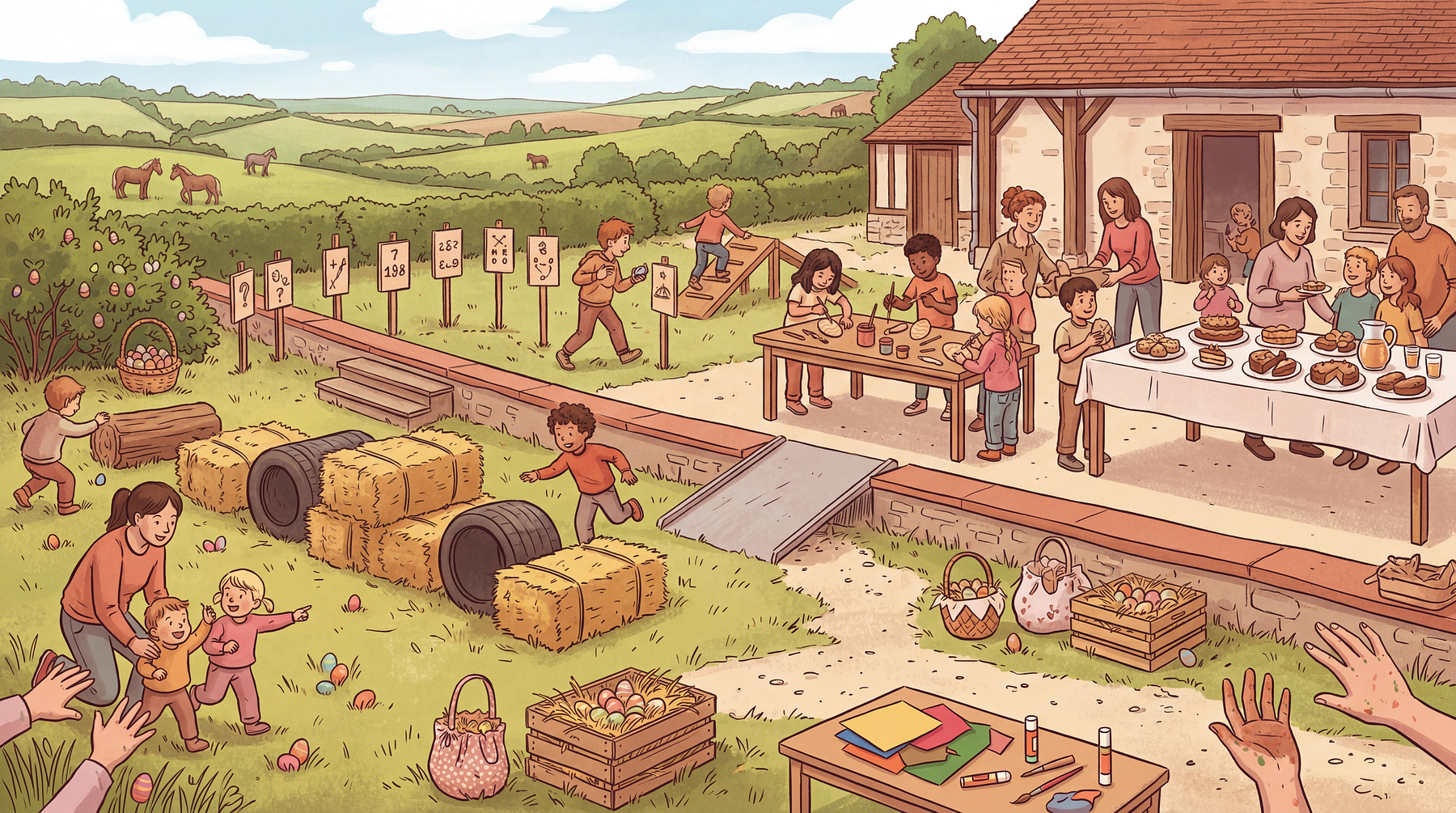 Chasse aux œufs en famille